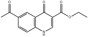 6-Acetyl-4-oxo-1,4-dihydro-quinoline-3-carboxylic acid ethyl ester Struktur