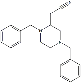 2-(1,4-dibenzylpiperazin-2-yl)acetonitrile Struktur