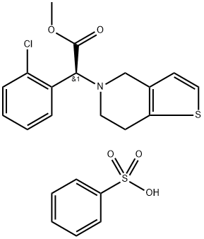 Thieno[3,2-c]pyridine-5(4H)-acetic acid, a-(2-chlorophenyl)-6,7-dihydro-, Methyl ester, (aS)-, benzenesulfonate Struktur