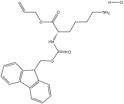 (S)-Allyl 2-((((9H-fluoren-9-yl)Methoxy)carbonyl)aMino)-6-aMinohexanoate hydrochloride Struktur