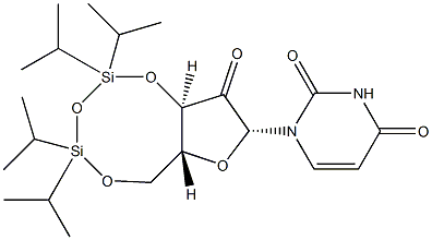 1-((6aR,8R,9aR)-2,2,4,4-tetraisopropyl-9-oxotetrahydro-6H-furo[3,2-f ][1,3,5,2,4]trioxadisilocin-8-yl)pyriMidine-2,4(1H,3H)-dione Struktur