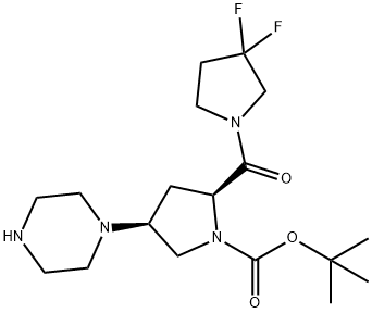 (2S,4S)-1-Boc-2-(3,3-difluoropyrrolidine-1-carbonyl)-4-(1-piperazinyl)pyrrolidine Struktur