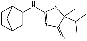 2-((1S,4R)-bicyclo[2.2.1]heptan-2-ylaMino)-5-isopropyl-5-Methylthiazol-4(5H)-one Struktur