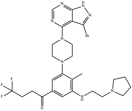 1-Butanone, 1-[3-[4-(3-broMo-1H-pyrazolo[3,4-d]pyriMidin-4-yl)-1-piperazinyl]-4-Methyl-5-[[2-(1-pyrrolidinyl)ethyl]aMino]phenyl]-4,4,4-trifluoro- Struktur