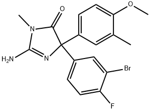 2-aMino-4-(3-broMo-4-fluorophenyl)-4-(4-Methoxy-3-Methylphenyl)-1-Methyl-1H-iMidazol-5(4H)-one Struktur