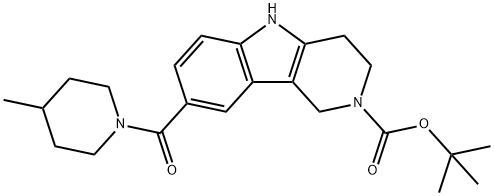 tert-butyl 8-[(4-Methylpiperidin-1-yl)carbonyl]-1,3,4,5-tetrahydro-2H-pyrido[4,3-b]indole-2-carboxylate Struktur