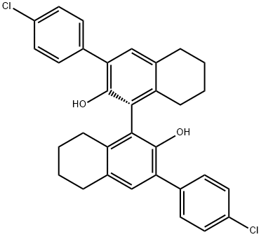 R-3,3'-bis(4-chlorophenyl)-5,5',6,6',7,7',8,8'-octahydro-[1,1'-Binaphthalene]-2,2'-diol Struktur