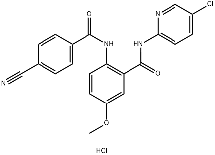 N-(5-Chloro-2-pyridinyl)-2-[(4-cyanobenzoyl)amino]-5-methoxybenzamide hydrochloride Struktur