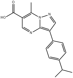 3-(4-isopropylphenyl)-7-Methylpyrazolo[1,5-a]pyriMidine-6-carboxylic acid Struktur