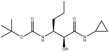 N-[(1S)-1-[(1S)-2-(Cyclopropylamino)-1-hydroxy-2-oxoethyl]butyl]carbamic acid tert-butyl ester Struktur