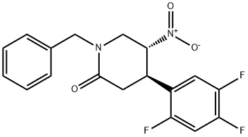 (4R,5R)-5-Nitro-1-(phenylmethyl)-4-(2,4,5-trifluorophenyl)-2-piperidinone Struktur