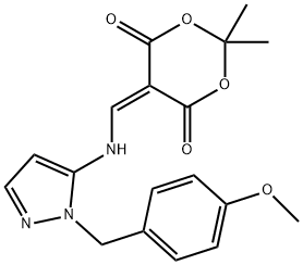 5-(((1-(4-Methoxybenzyl)-1H-pyrazol-5-yl)aMino)Methylene)-2,2-diMethyl-1,3-dioxane-4,6-dione Struktur