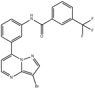 N-(3-(3-broMopyrazolo[1,5-a]pyriMidin-7-yl)phenyl)-3-(trifluoroMethyl)benzaMide Struktur