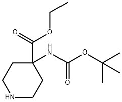 Ethyl 4-((tert-butoxycarbonyl)aMino)piperidine-4-carboxylate Struktur