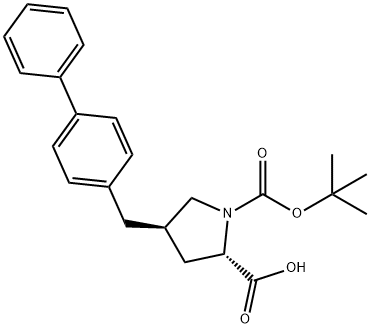 (2S,4R)-4-(biphenyl-4-ylMethyl)-1-(tert-butoxycarbonyl)pyrrolidine-2-carboxylic acid Struktur