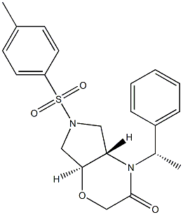 (4aS,7aS)-4-((S)-1-phenylethyl)-6-tosylhexahydropyrrolo[3,4-b][1,4]oxazin-3(2H)-one Struktur