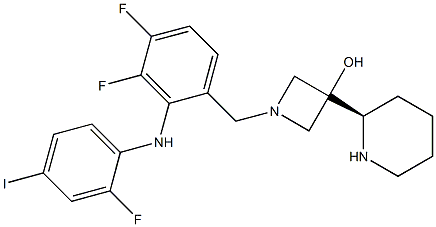 (R)-(3,4-difluoro-2-((2-fluoro-4-iodophenyl)aMiNA)phenyl)(3-hydroxy-3-(piperidin-2-yl)azetidin-1-yl)MethaNAne Struktur