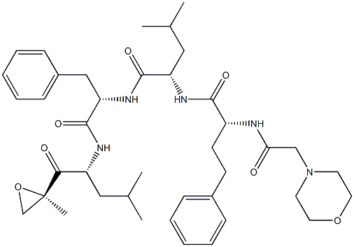 (S)-4-Methyl-N-((S)-1-(((R)-4-Methyl-1-((R)-2-Methyloxiran-2-yl)-1-oxopentan-2-yl)aMino)-1-oxo-3-phenylpropan-2-yl)-2-((R)-2-(2-MorpholinoacetaMido)-4-phenylbutanaMido)pentanaMide Struktur