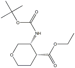 cis-ethyl 3-((tert-butoxycarbonyl)aMino)tetrahydro-2H-pyran-4-carboxylate Struktur