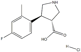 (+/-)-trans-4-(4-fluoro-2-Methyl-phenyl)-pyrrolidine-3-carboxylic acid-HCl Struktur