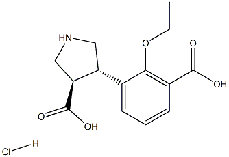 (+/-)-trans-4-(2-ethoxycarboxy-phenyl)-pyrrolidine-3-carboxylic acid-HCl Struktur