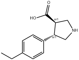 (+/-)-trans-4-(4-ethyl-phenyl)-pyrrolidine-3-carboxylic acid Struktur