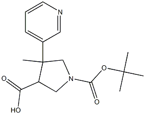 1-(tert-butoxycarbonyl)-4-Methyl-4-(pyridin-3-yl)pyrrolidine-3-carboxylic acid Struktur