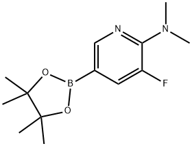 3-FLUORO-N,N-DIMETHYL-5-(4,4,5,5-TETRAMETHYL-1,3,2-DIOXABOROLAN-2-YL)PYRIDIN-2-AMINE Struktur