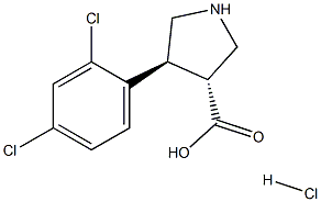 (+/-)-trans-4-(2,4-dichloro-phenyl)-pyrrolidine-3-carboxylic acid-HCl Struktur