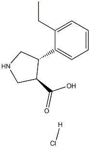 (+/-)-trans-4-(2-ethyl-phenyl)-pyrrolidine-3-carboxylic acid-HCl Struktur