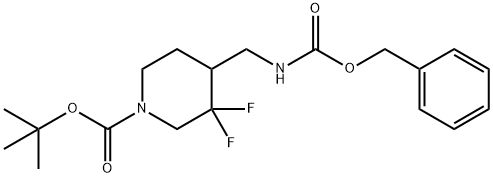 tert-butyl 4-((benzyloxycarbonylaMino)Methyl)-3,3-difluoropiperidine-1-carboxylate Struktur