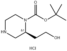 (S)-tert-Butyl 2-(2-hydroxyethyl)piperazine-1-carboxylate hydrochloride Struktur