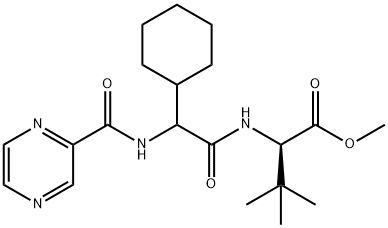 (S)-Methyl 2-((R)-2-cyclohexyl-2-(pyrazine-2-carboxaMido)acetaMido)-3,3-diMethylbutanoate Struktur