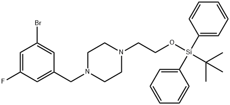 1-(3-broMo-5-fluorobenzyl)-4-(2-((tert-butyldiphenylsilyl)oxy)ethyl)piperazine Struktur