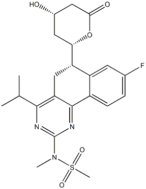 N-[(6S)-8-Fluoro-5,6-dihydro-4-(1-Methylethyl)-6-[(2S,4S)-tetrahydro-4-hydroxy-6-oxo-2H-pyran-2-yl]benzo[h]quinazolin-2-yl]-N-MethylMethanesulfonaMide Struktur