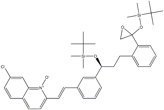 2-((E)-3-((1S)-1-((tert-ButyldiMethylsilyl)oxy)-3-(2-(2-((tert-butyldiMethylsilyl)oxy)oxiran-2-yl)phenyl)propyl)styryl)-7-chloroquinoline 1-Oxide Struktur