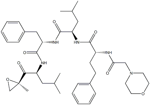 (S)-4-Methyl-N-((R)-1-(((S)-4-Methyl-1-((R)-2-Methyloxiran-2-yl)-1-oxopentan-2-yl)aMino)-1-oxo-3-phenylpropan-2-yl)-2-((R)-2-(2-MorpholinoacetaMido)-4-phenylbutanaMido)pentanaMide Struktur