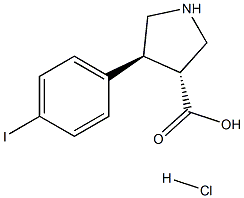 (+/-)-trans-4-(4-iodo-phenyl)-pyrrolidine-3-carboxylic acid-HCl Struktur