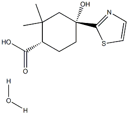 (1S,4R)-4-hydroxy-2,2-diMethyl-4-(1,3-thiazol-2-yl)cyclohexanecarboxylic acid hydrate Struktur