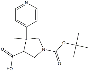 1-(tert-butoxycarbonyl)-4-Methyl-4-(pyridin-4-yl)pyrrolidine-3-carboxylic acid Struktur