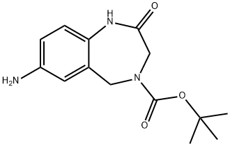 7-AMino-2-oxo-1,2,3,5-tetrahydro-benzo[e][1,4]diazepine-4-carboxylic acid tert-butyl ester Struktur