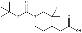 2-(1-(tert-butoxycarbonyl)-3,3-difluoropiperidin-4-yl)acetic acid Struktur