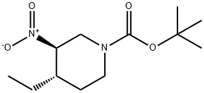 Cis-tert-butyl 4-ethyl-3-nitropiperidine-1-carboxylate Struktur