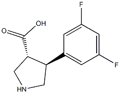 (+/-)-trans-4-(3,5-difloro-phenyl)-pyrrolidine-3-carboxylic acid Struktur