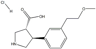 (+/-)-trans-4-[3-(2-Methoxyethyl)-phenyl]-pyrrolidine-3-carboxylic acid-HCl Struktur