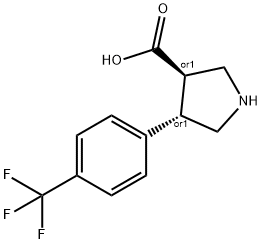 (+/-)-trans-4-(4-trifluoroMethyl-phenyl)-pyrrolidine-3-carboxylic acid Struktur