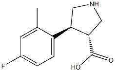 (+/-)-trans-4-(4-fluoro-2-Methyl-phenyl)-pyrrolidine-3-carboxylic acid Struktur