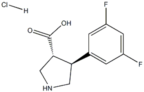 (+/-)-trans-4-(3,5-difloro-phenyl)-pyrrolidine-3-carboxylic acid-HCl Struktur