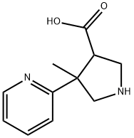 1-(tert-butoxycarbonyl)-4-Methyl-4-(pyridin-2-yl)pyrrolidine-3-carboxylic acid Struktur