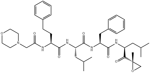 (S)-4-Methyl-N-((S)-1-(((S)-4-Methyl-1-((S)-2-Methyloxiran-2-yl)-1-oxopentan-2-yl)aMino)-1-oxo-3-phenylpropan-2-yl)-2-((S)-2-(2-MorpholinoacetaMido)-4-phenylbutanaMido)pentanaMide Struktur